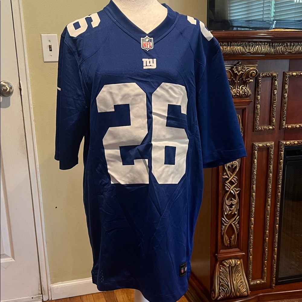 Blue NFL Jersey with White Number 26